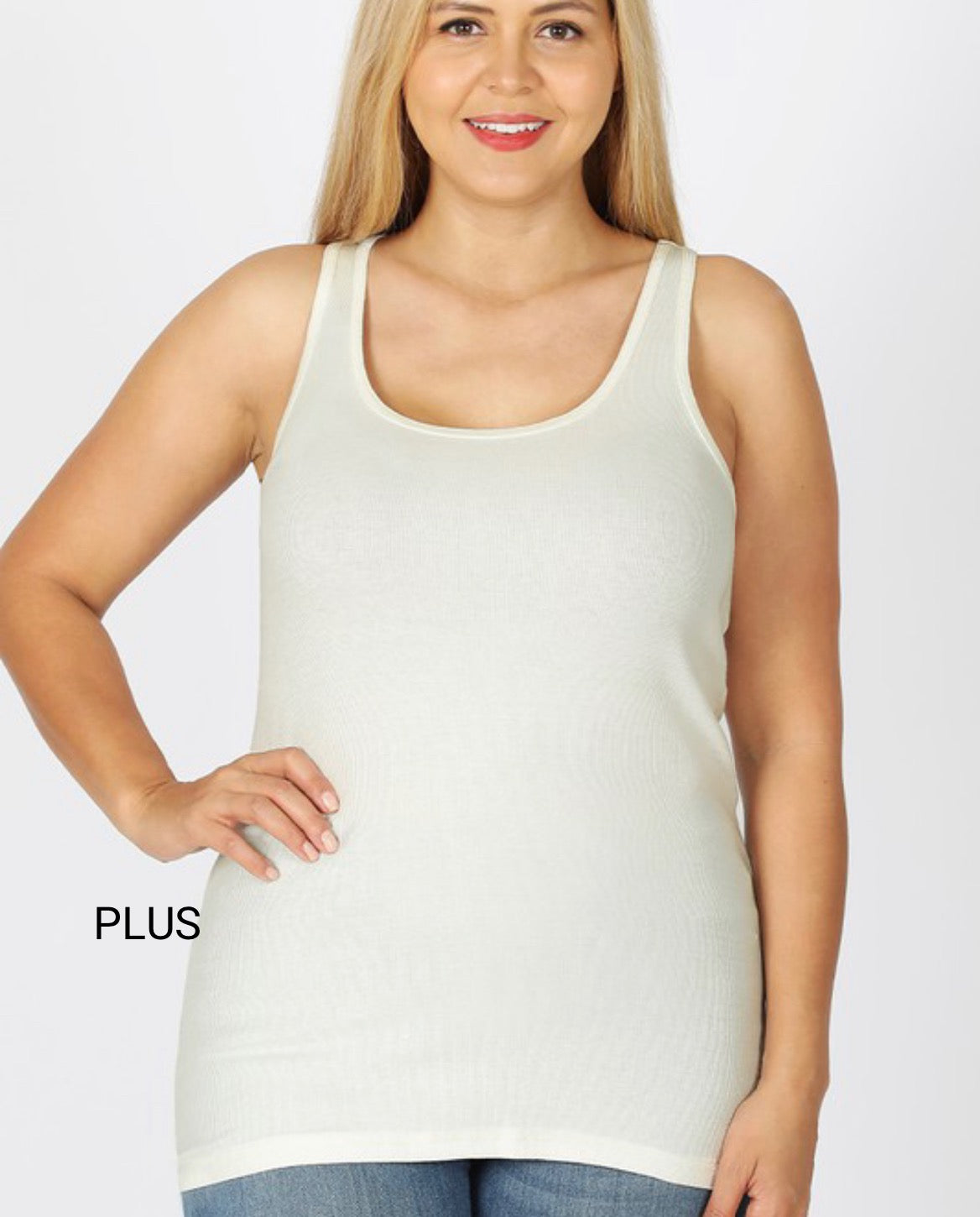 Cream Ribbed Tank